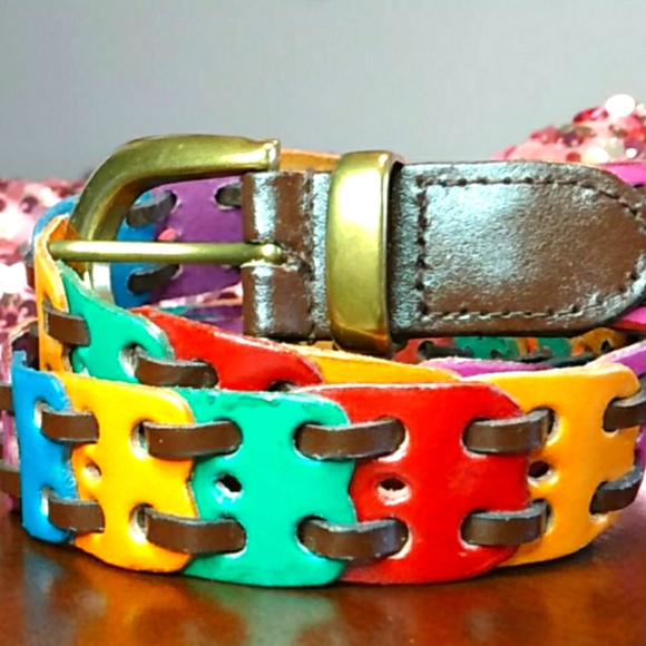 Accessories - 2X ❤PLUS❤ Multicolored leather bonded belt